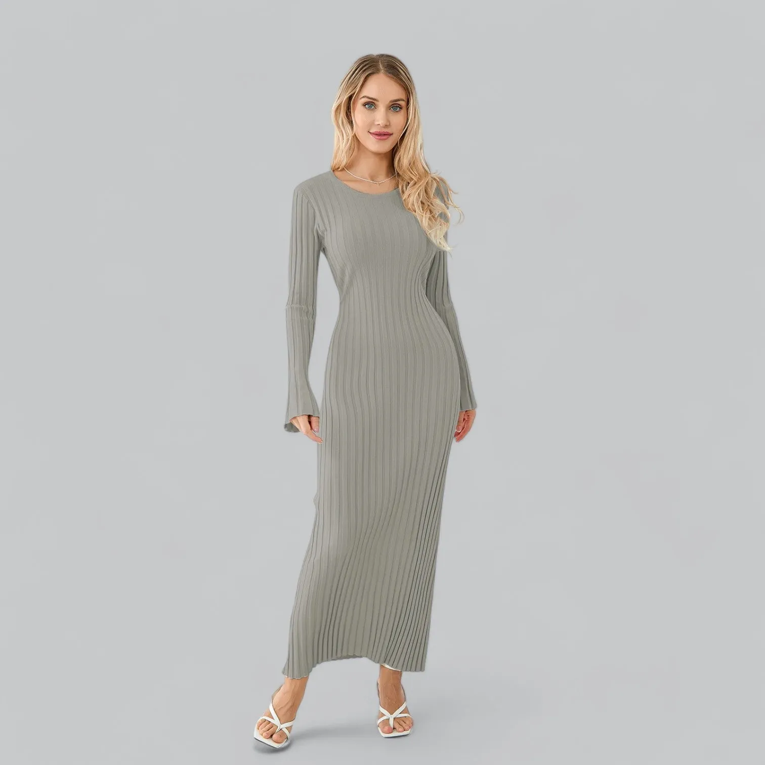 Lace-Up Long Sleeve Maxi Dress | Classy Design, Comfortable Fit, Perfect for Formal Events