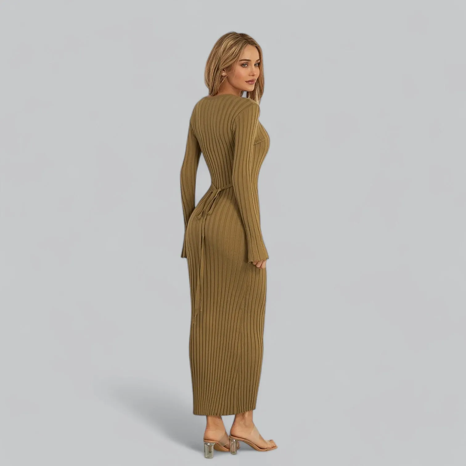Lace-Up Long Sleeve Maxi Dress | Classy Design, Comfortable Fit, Perfect for Formal Events