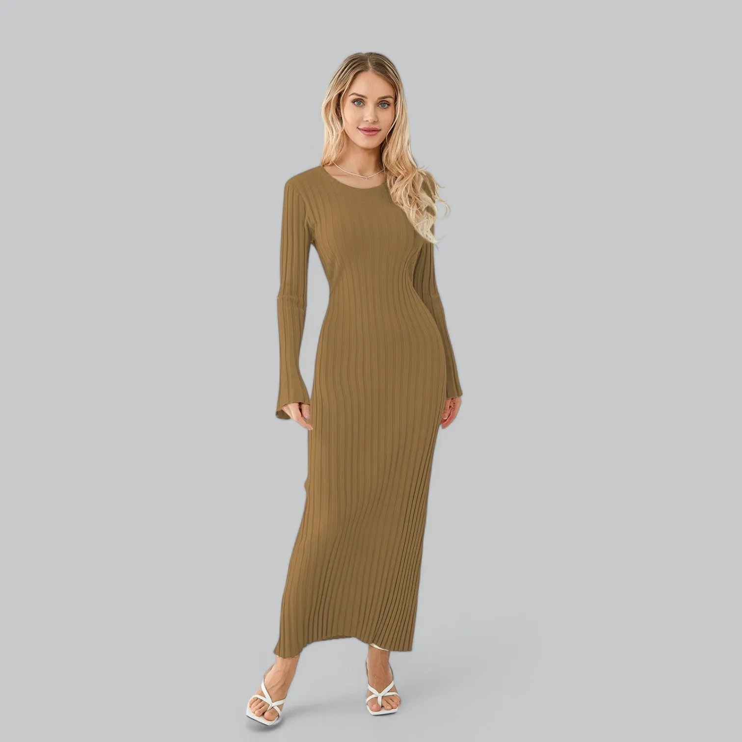 Lace-Up Long Sleeve Maxi Dress | Classy Design, Comfortable Fit, Perfect for Formal Events