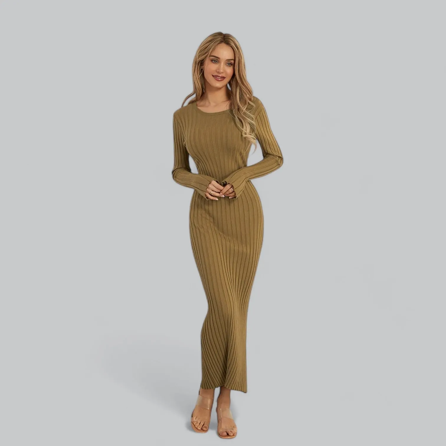 Lace-Up Long Sleeve Maxi Dress | Classy Design, Comfortable Fit, Perfect for Formal Events