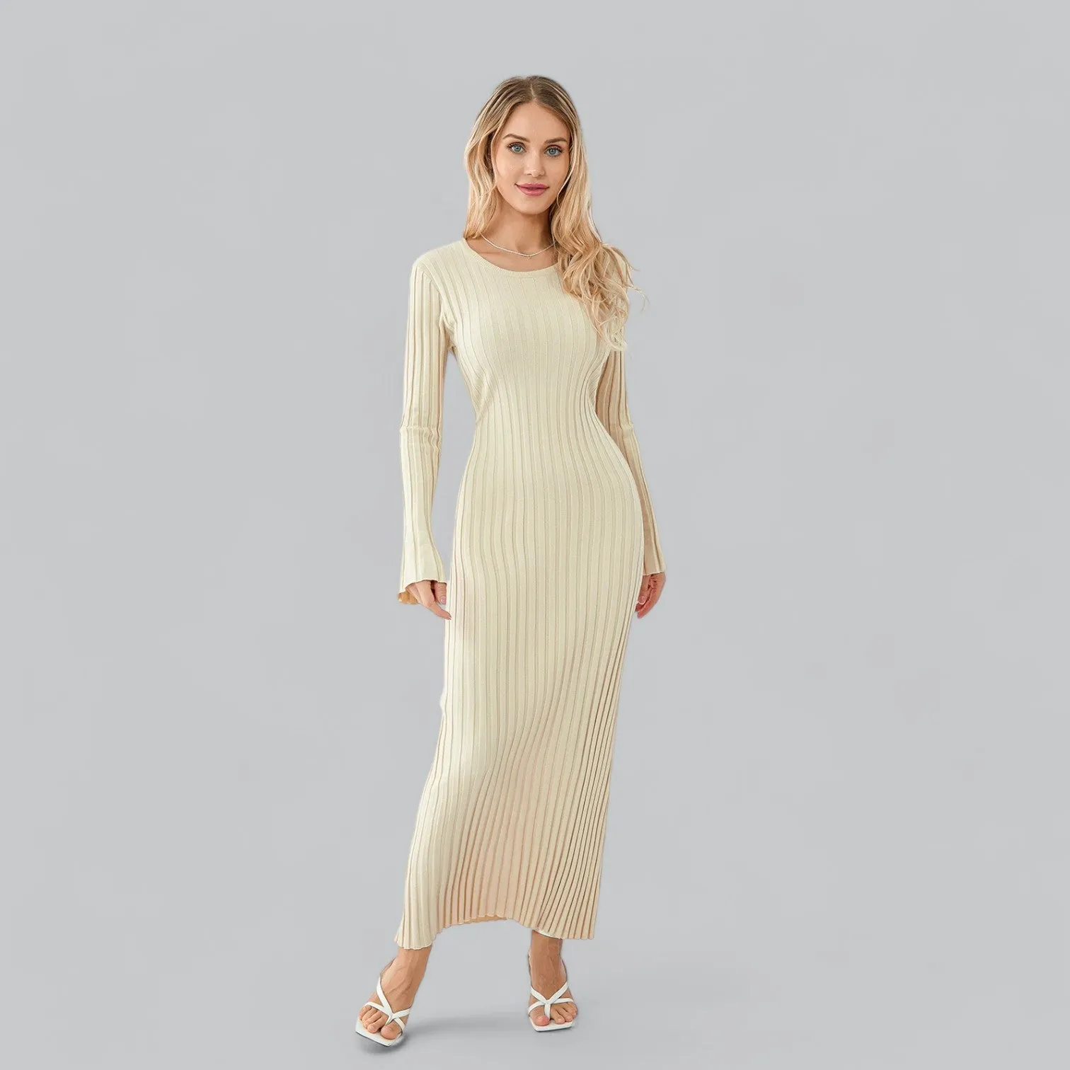 Lace-Up Long Sleeve Maxi Dress | Classy Design, Comfortable Fit, Perfect for Formal Events