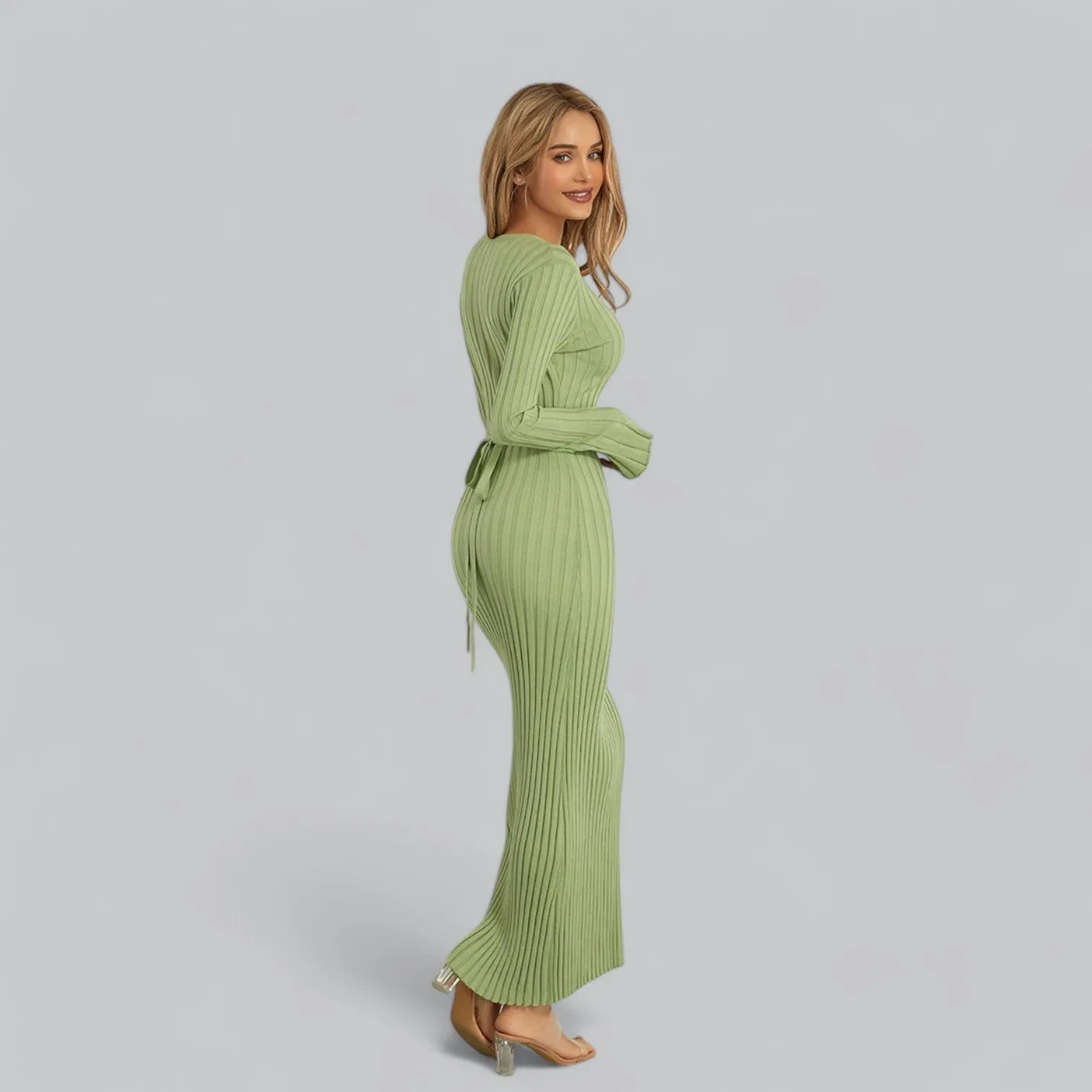 Lace-Up Long Sleeve Maxi Dress | Classy Design, Comfortable Fit, Perfect for Formal Events