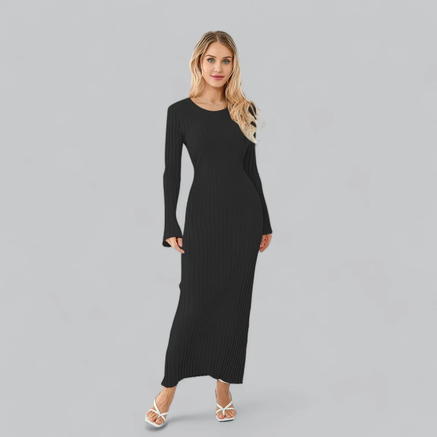 Lace-Up Long Sleeve Maxi Dress | Classy Design, Comfortable Fit, Perfect for Formal Events
