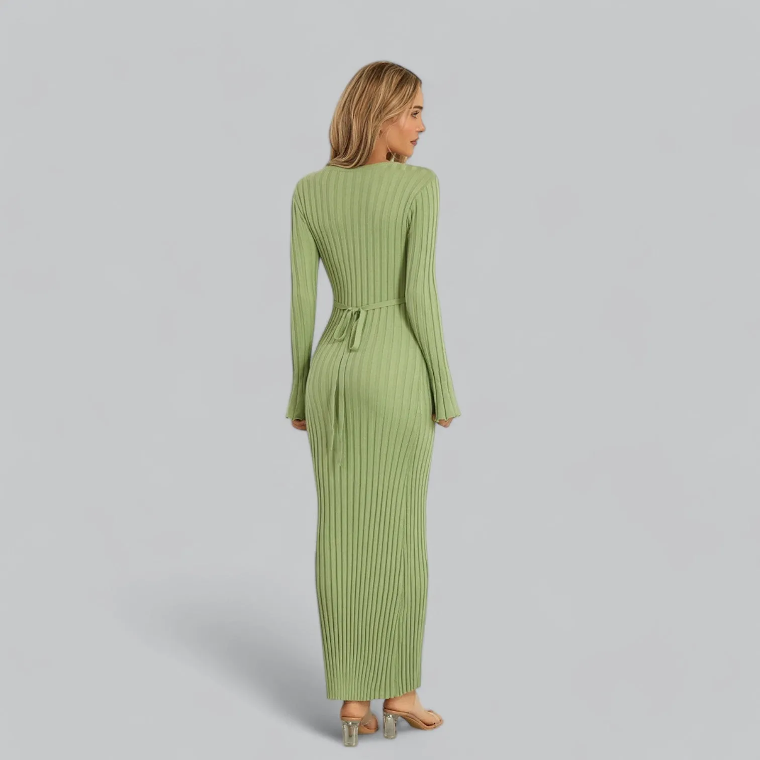 Lace-Up Long Sleeve Maxi Dress | Classy Design, Comfortable Fit, Perfect for Formal Events