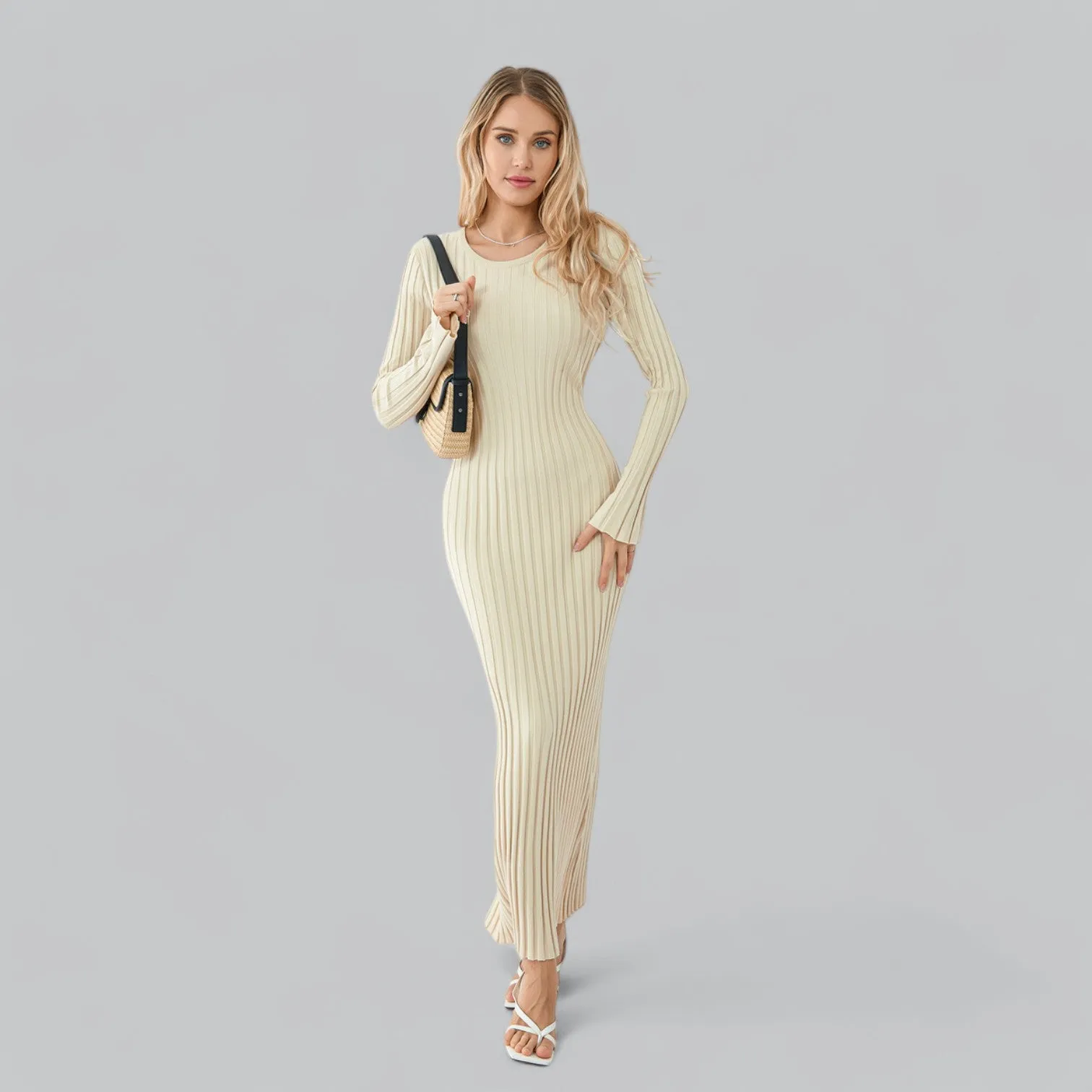 Lace-Up Long Sleeve Maxi Dress | Classy Design, Comfortable Fit, Perfect for Formal Events