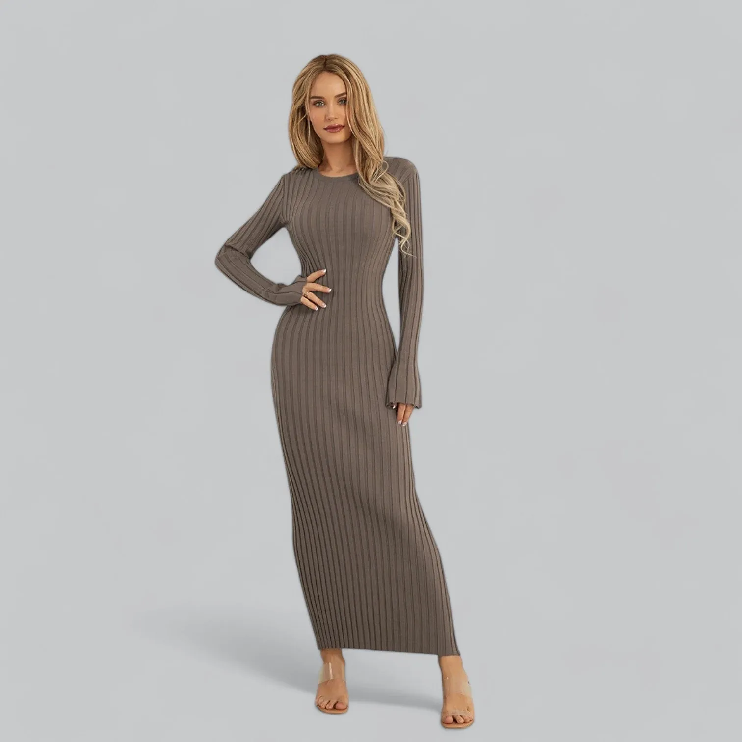 Lace-Up Long Sleeve Maxi Dress | Classy Design, Comfortable Fit, Perfect for Formal Events