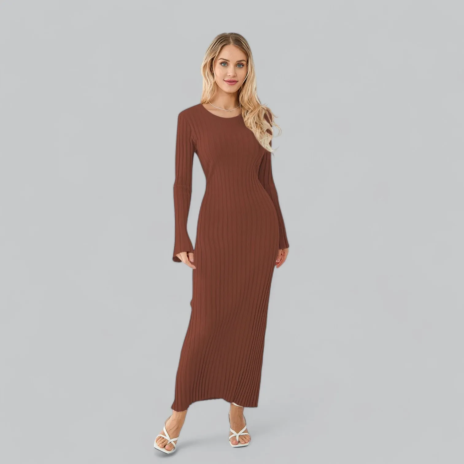 Lace-Up Long Sleeve Maxi Dress | Classy Design, Comfortable Fit, Perfect for Formal Events