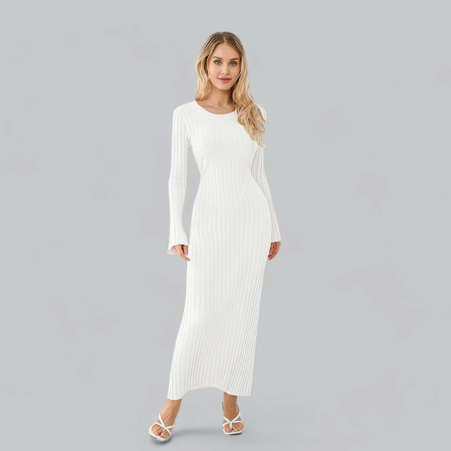 Lace-Up Long Sleeve Maxi Dress | Classy Design, Comfortable Fit, Perfect for Formal Events