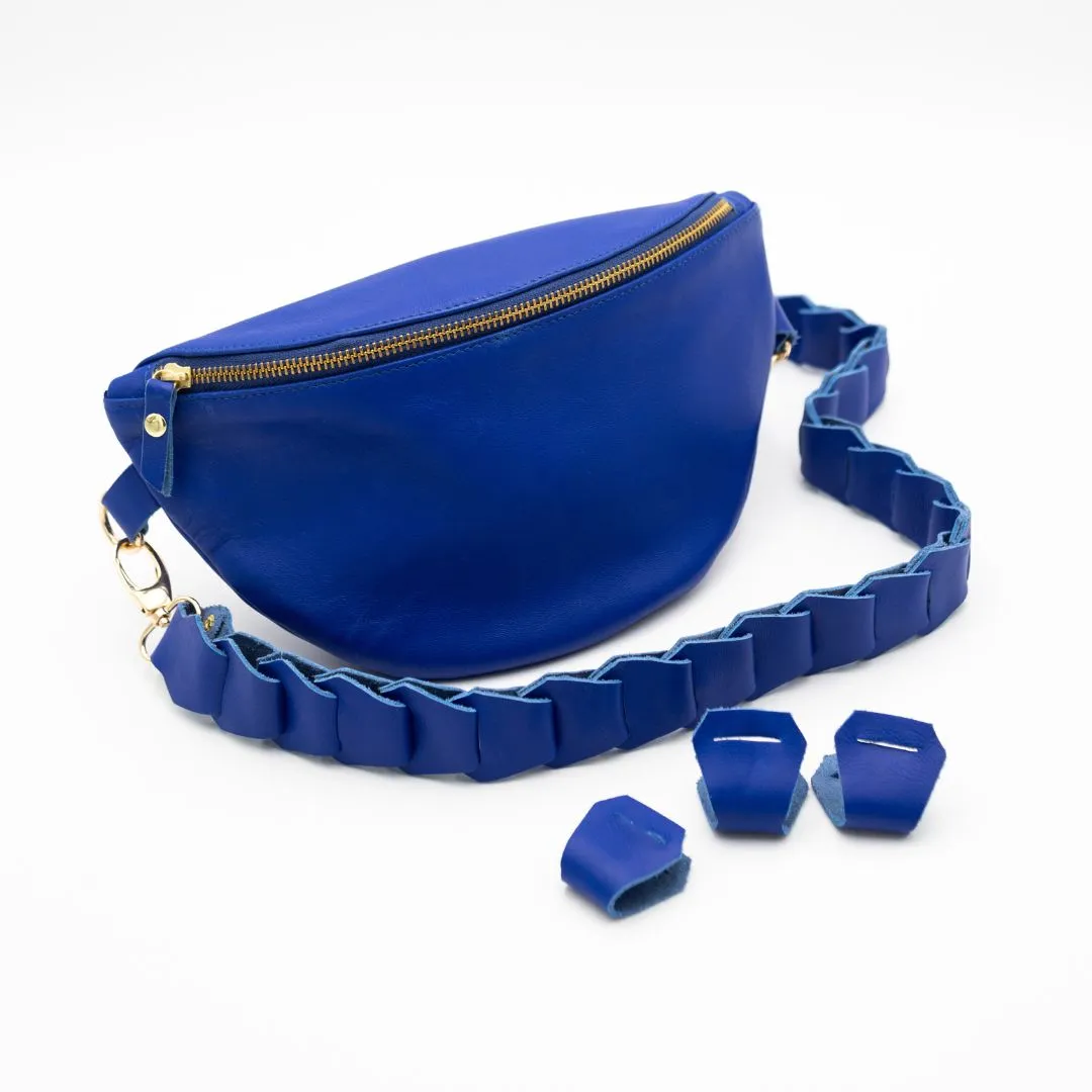 Leather Link strap - Cobalt Blue w Gold Fittings