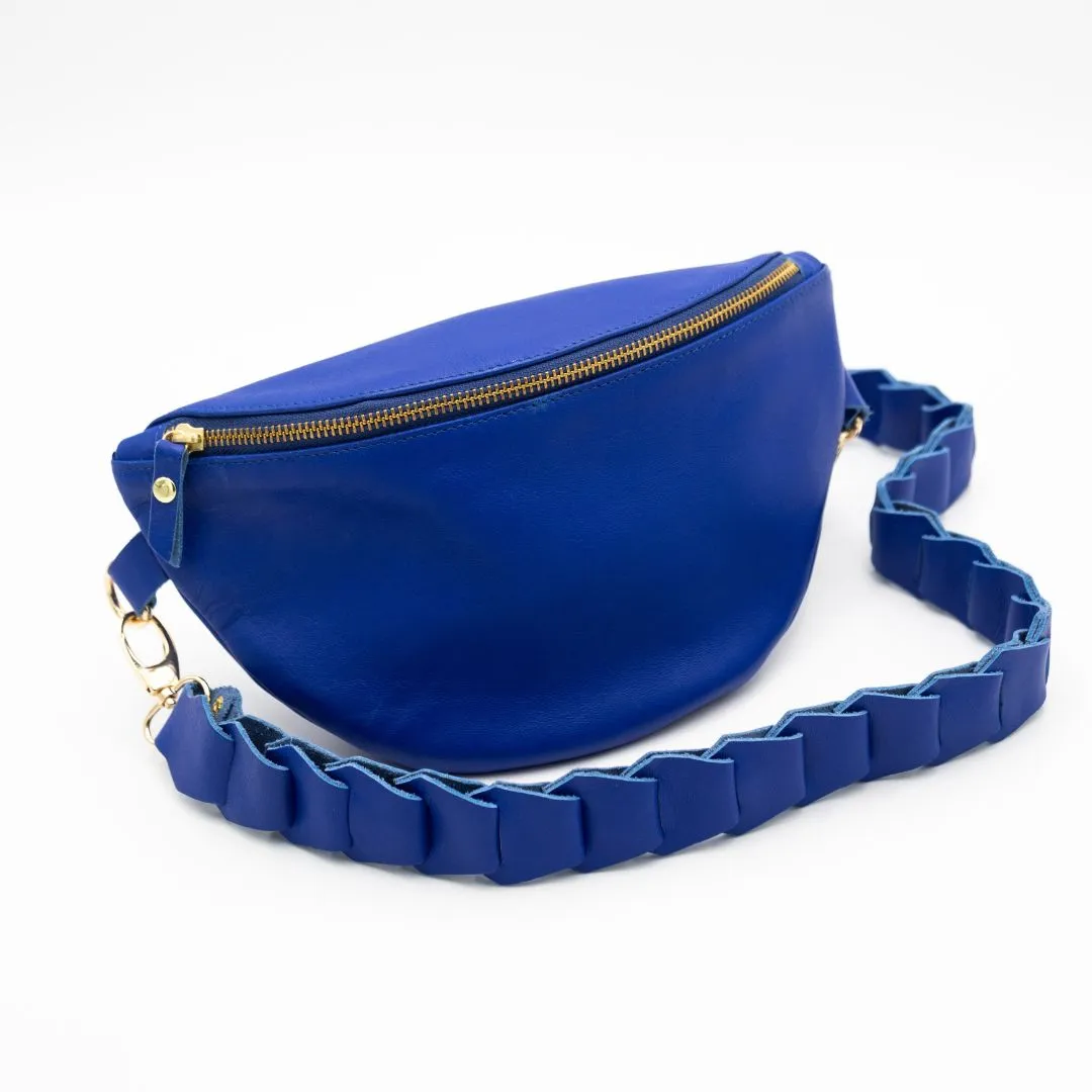Leather Link strap - Cobalt Blue w Gold Fittings