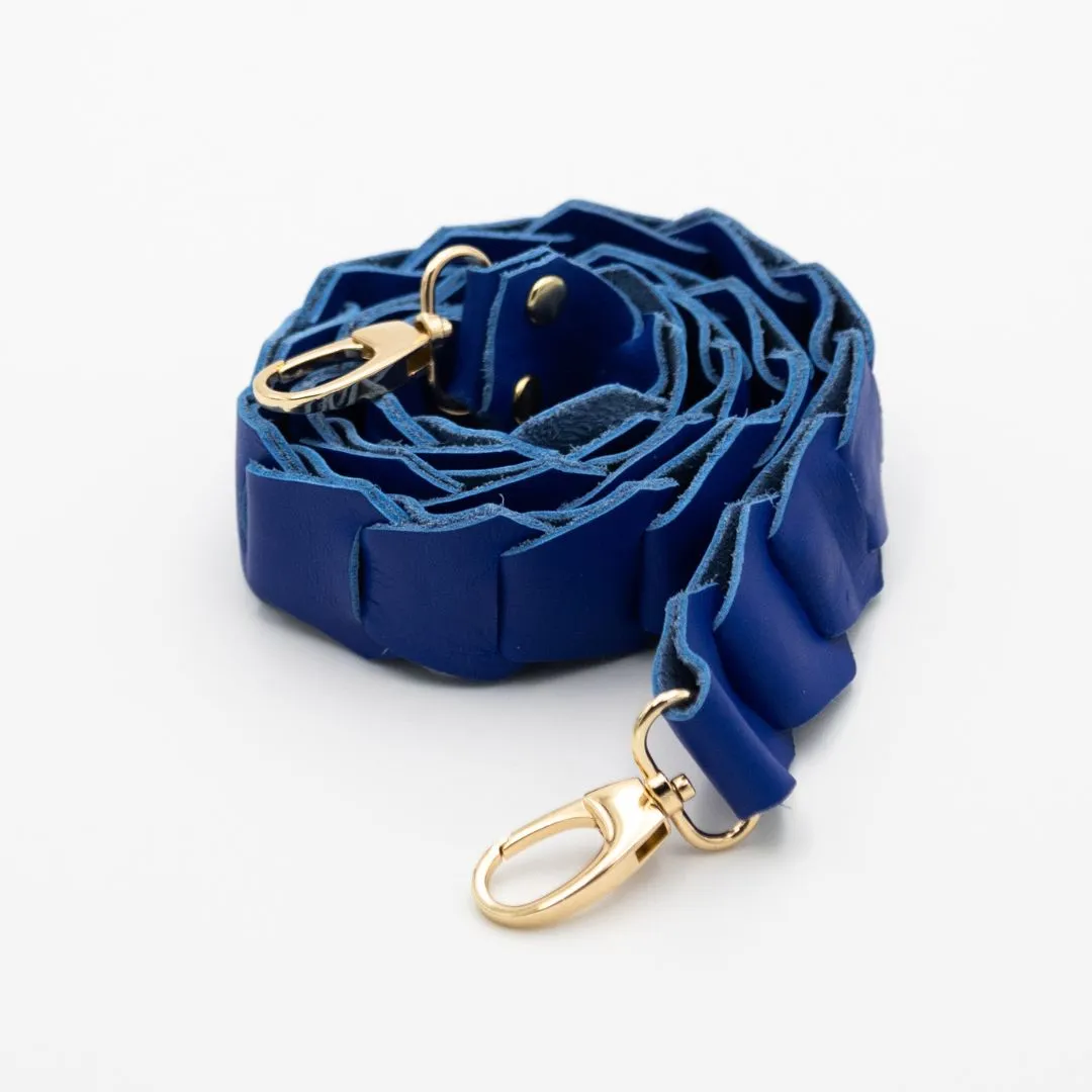 Leather Link strap - Cobalt Blue w Gold Fittings