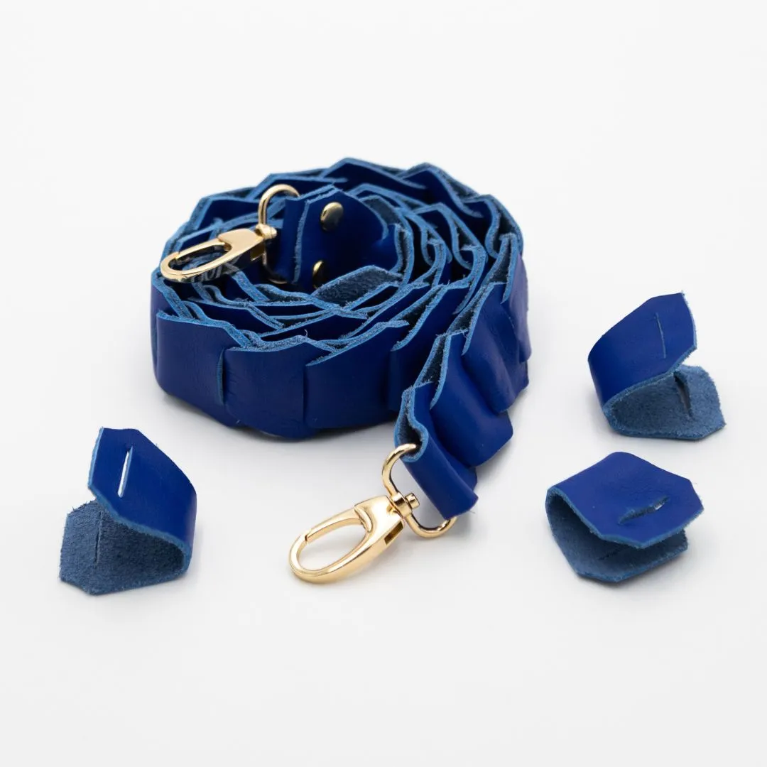Leather Link strap - Cobalt Blue w Gold Fittings