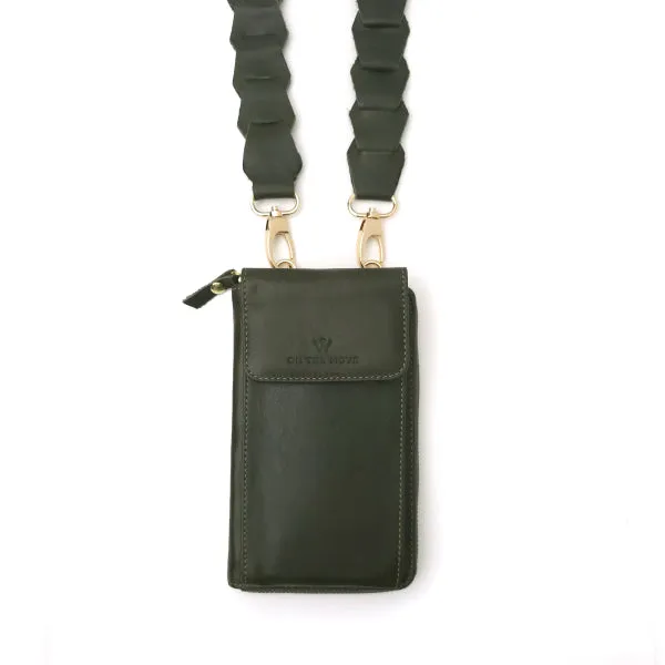 Leather Link strap - Olive w Gold Fittings