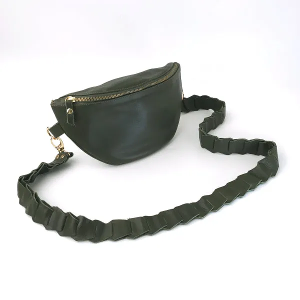 Leather Link strap - Olive w Gold Fittings
