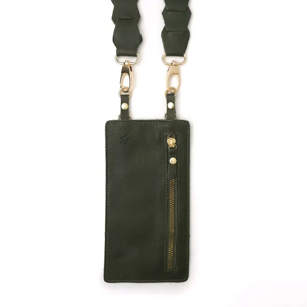 Leather Link strap - Olive w Gold Fittings
