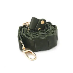 Leather Link strap - Olive w Gold Fittings