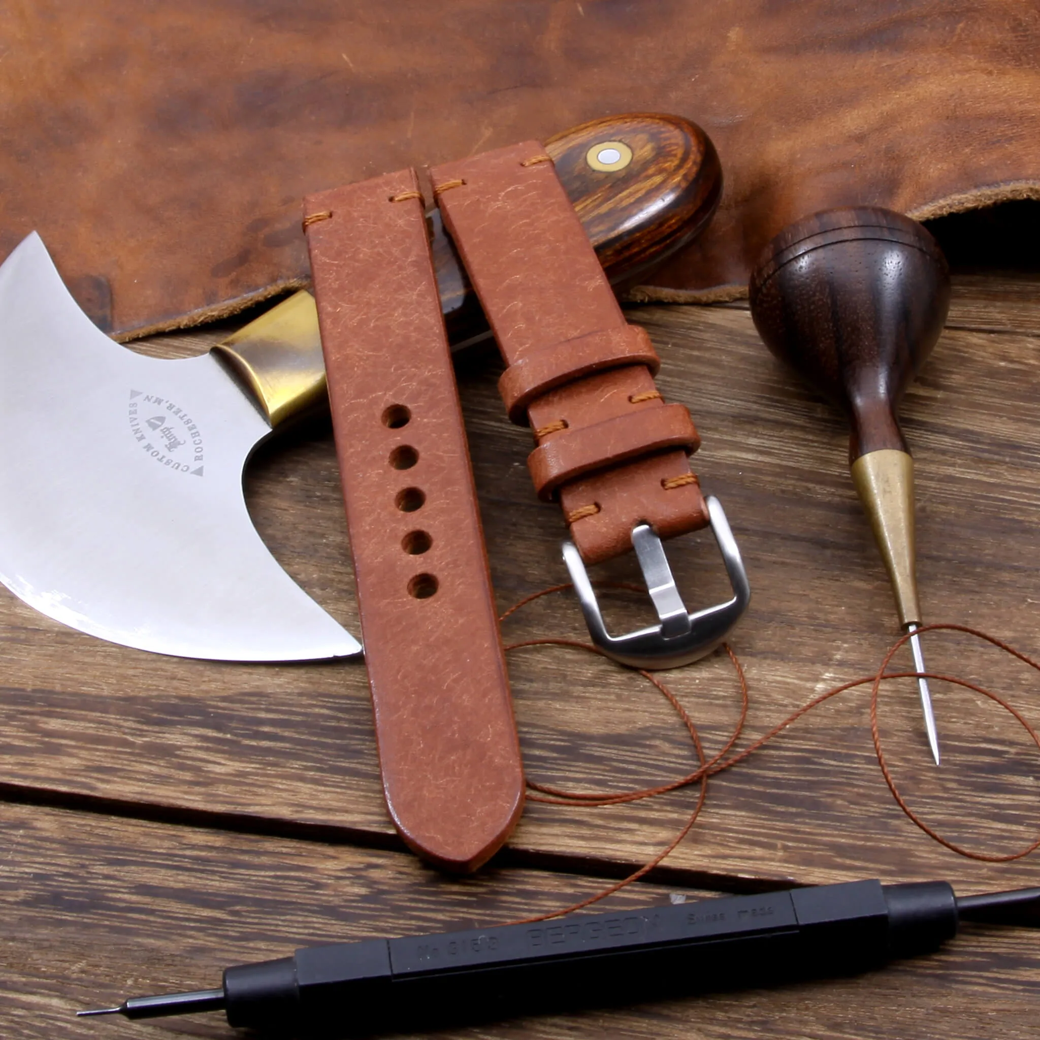Leather Watch Strap, Rustic Russet | For Apple Watch