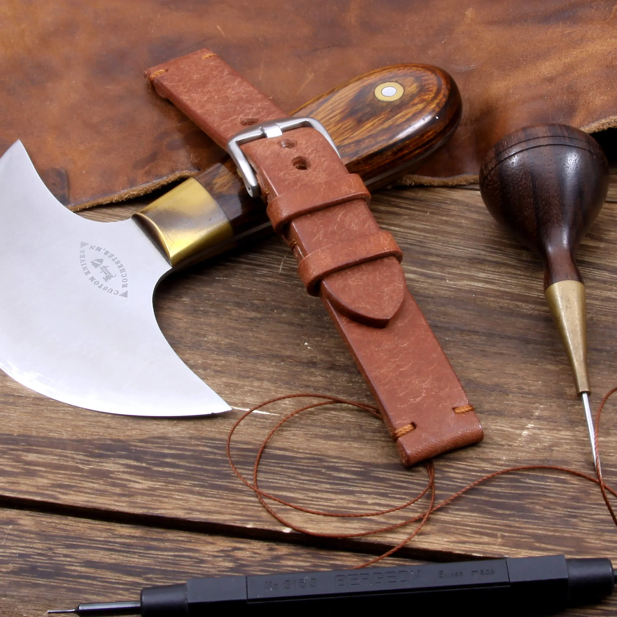 Leather Watch Strap, Rustic Russet | For Apple Watch