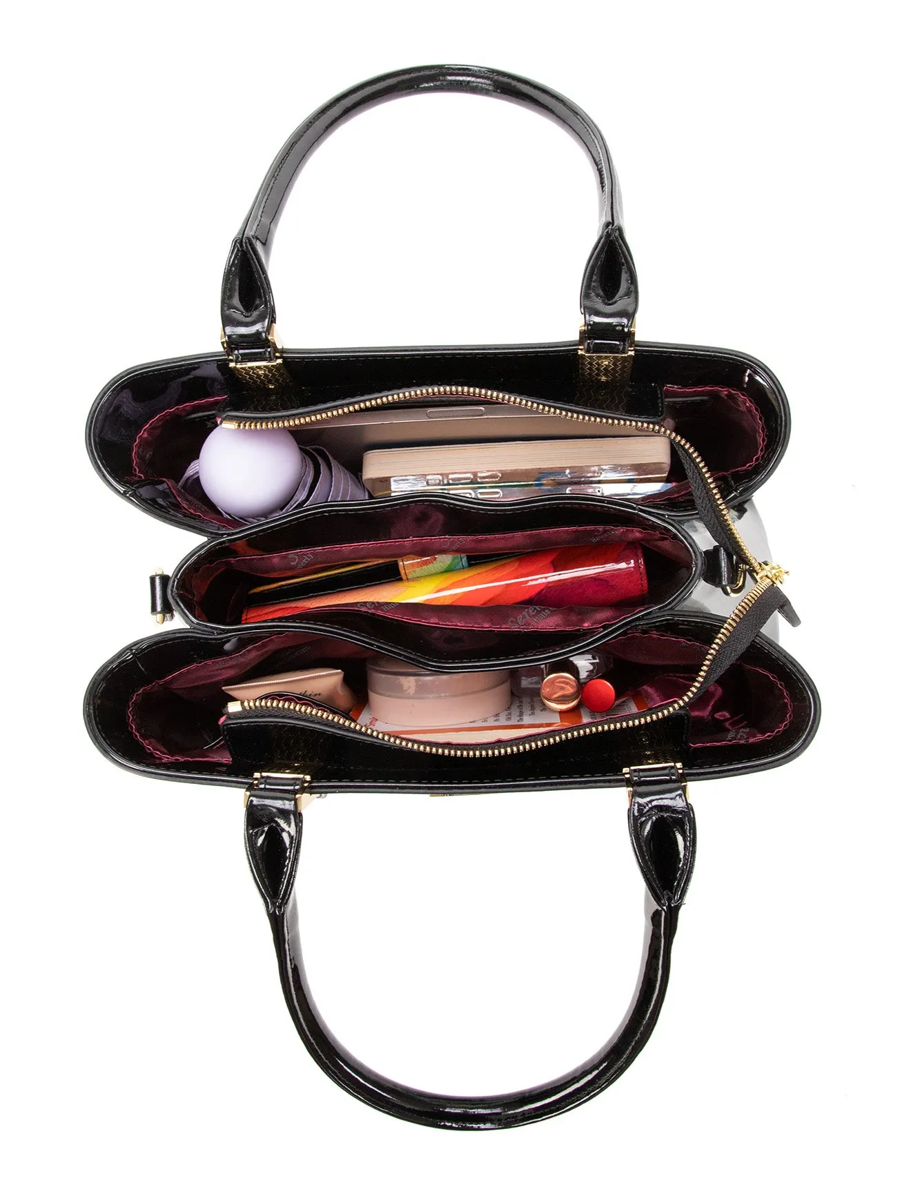 LILIANA TRIPLE COMPARTMENT LEATHER BAG- SN78-0378