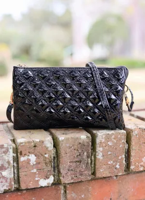 LIZ CUSTOM COLLECTION CROSSBODY BAG-BLACK PATENT SQ
