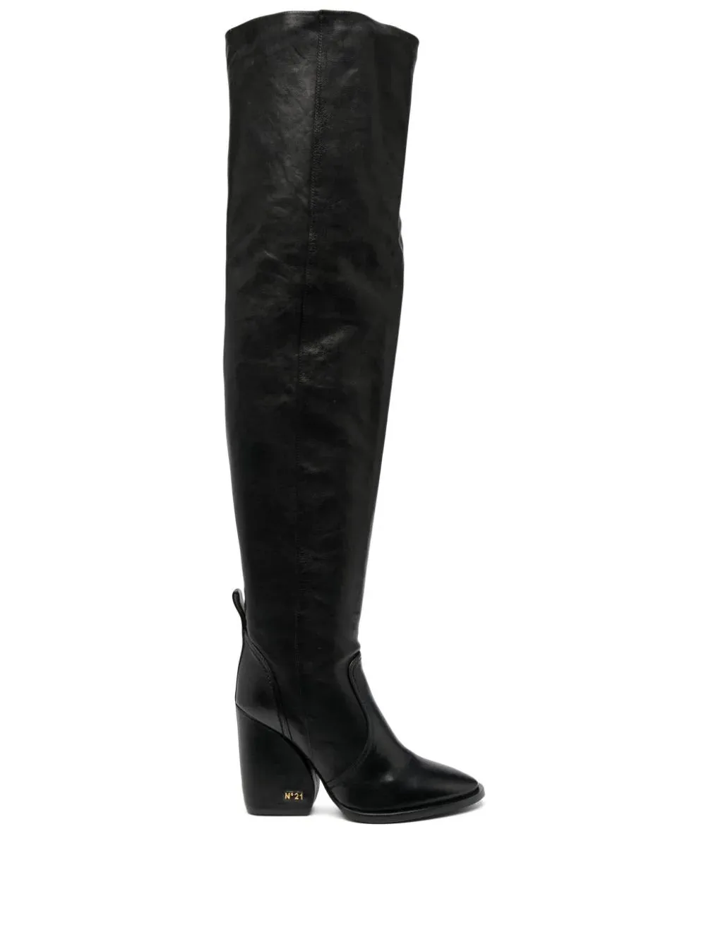 logo-sole 100mm leather knee-high boots