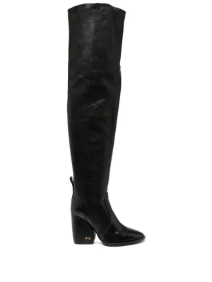 logo-sole 100mm leather knee-high boots