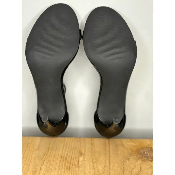 Madden Girl Women's Brazen Patent Slingback Open Toe Stilleto Heels Black Sz 7M