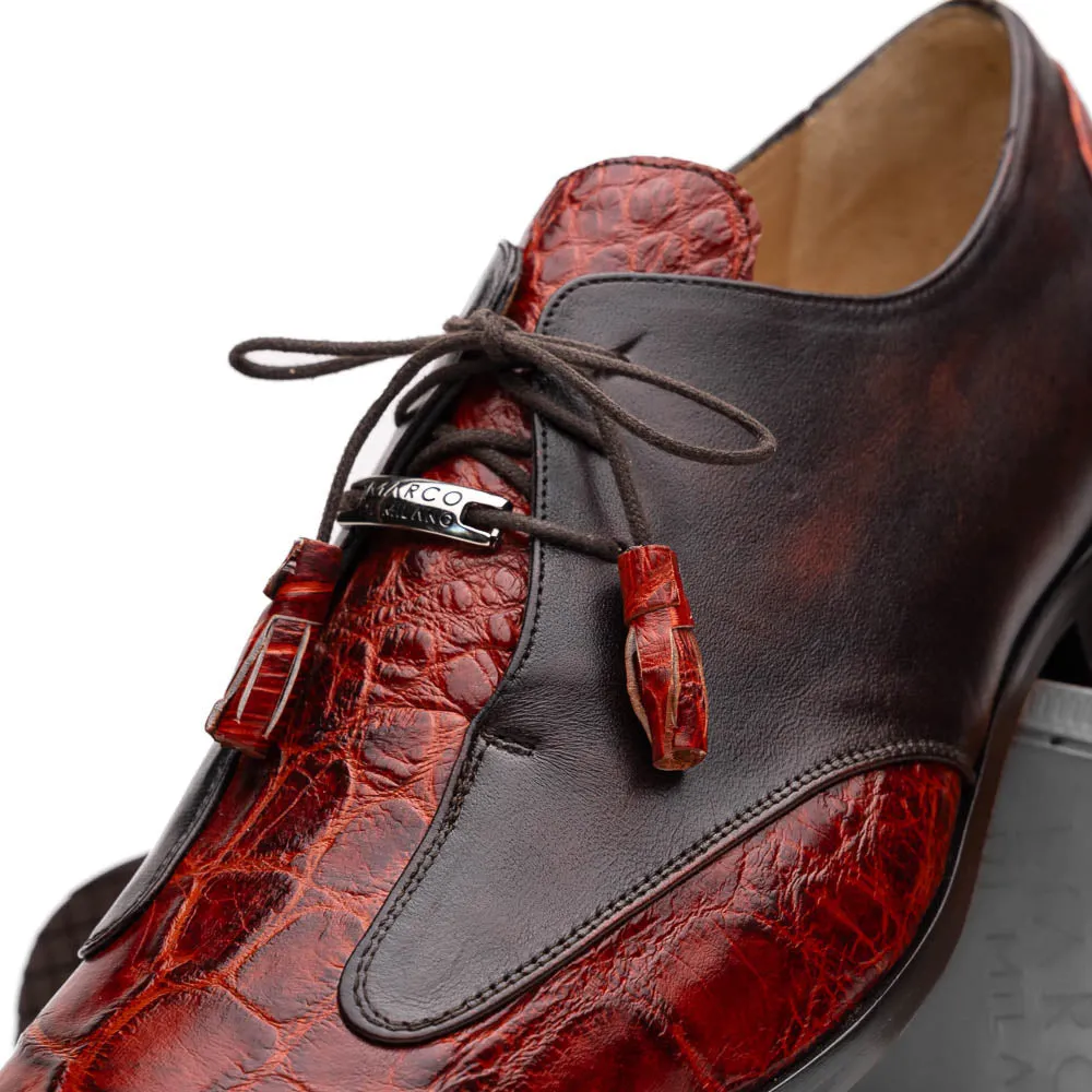 Marco Di Milano Anzio in Cognac Alligator & Calfskin Derby Dress Shoes