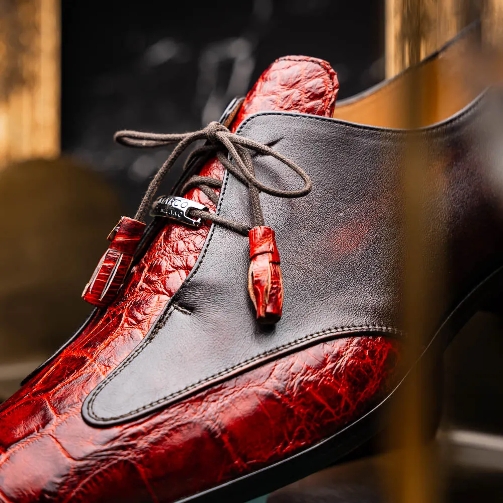 Marco Di Milano Anzio in Cognac Alligator & Calfskin Derby Dress Shoes
