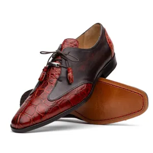 Marco Di Milano Anzio in Cognac Alligator & Calfskin Derby Dress Shoes