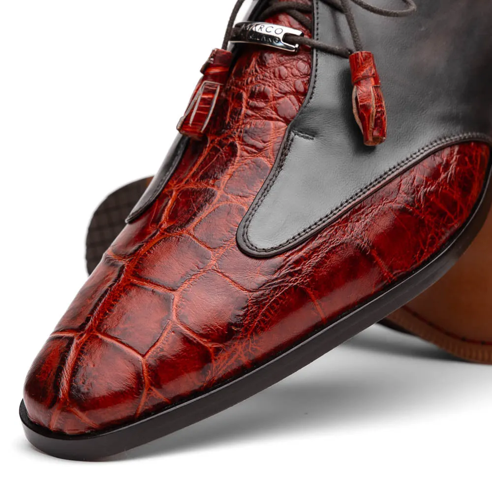 Marco Di Milano Anzio in Cognac Alligator & Calfskin Derby Dress Shoes