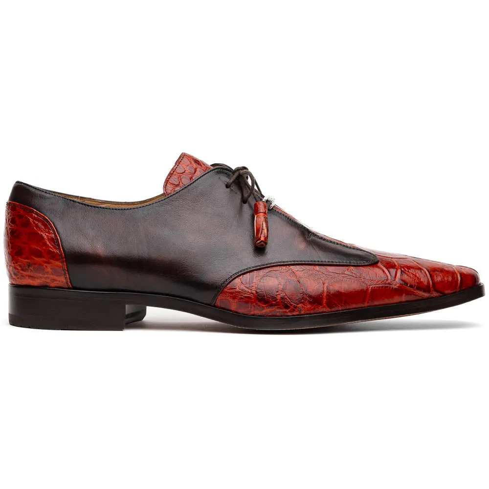 Marco Di Milano Anzio in Cognac Alligator & Calfskin Derby Dress Shoes