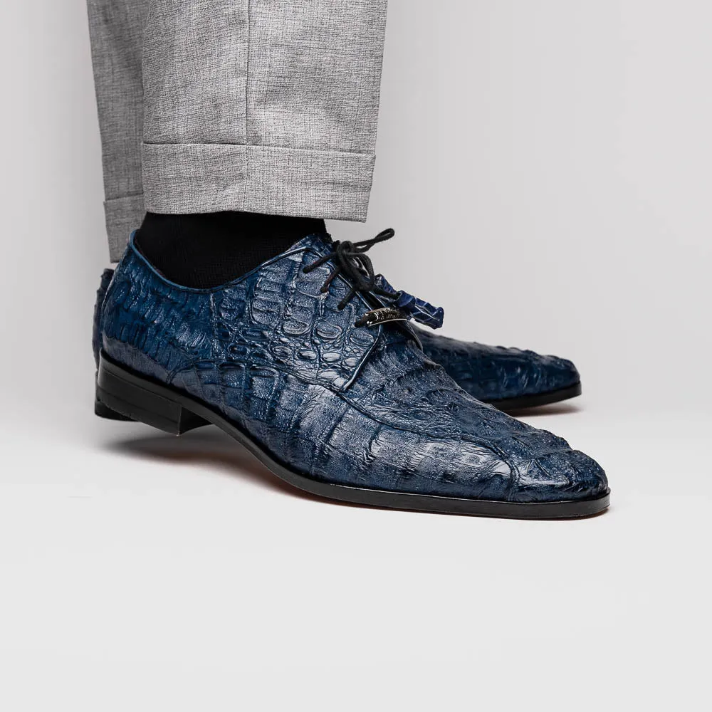 Marco Di Milano Apricena in Navy Caiman Crocodile Derby Dress Shoes