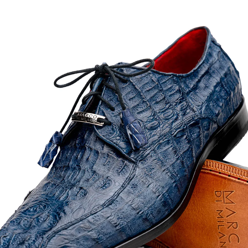 Marco Di Milano Apricena in Navy Caiman Crocodile Derby Dress Shoes