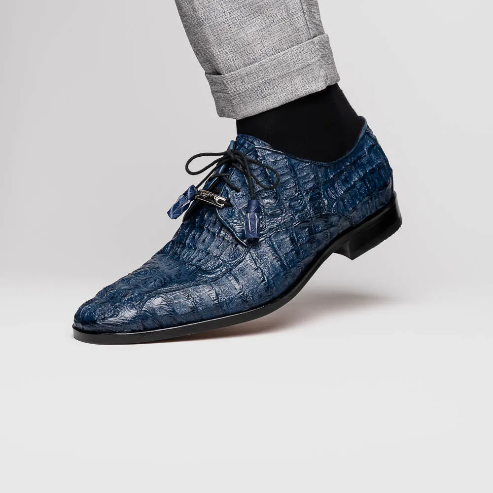 Marco Di Milano Apricena in Navy Caiman Crocodile Derby Dress Shoes