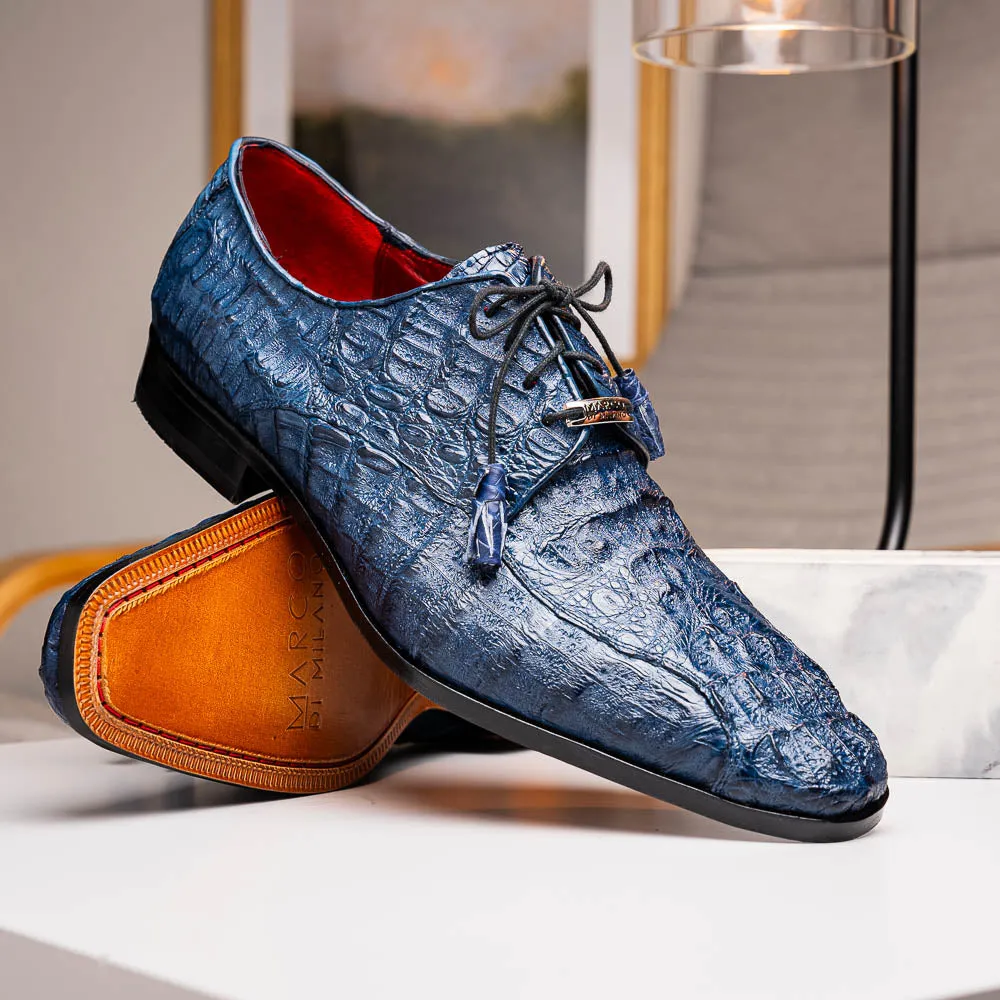 Marco Di Milano Apricena in Navy Caiman Crocodile Derby Dress Shoes