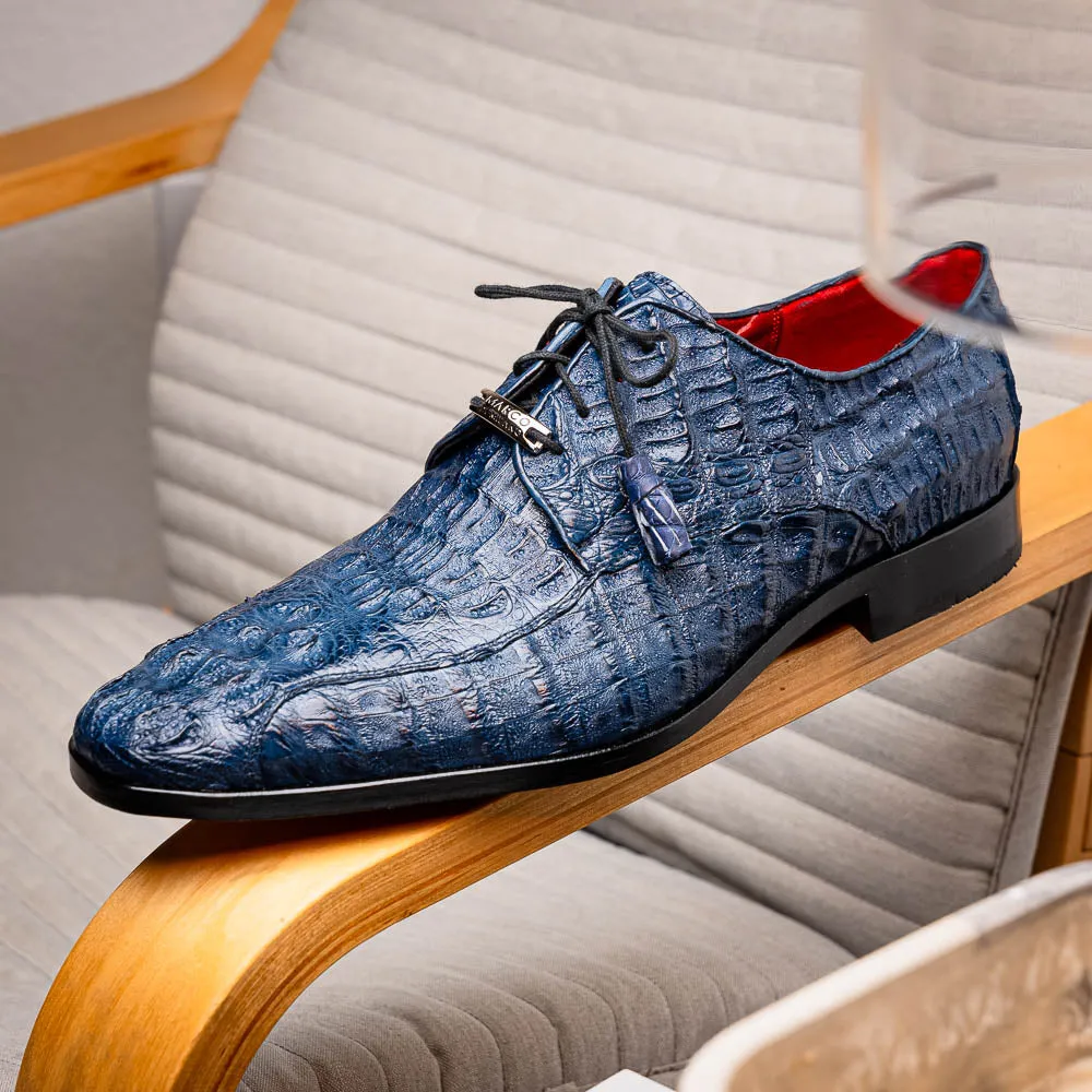 Marco Di Milano Apricena in Navy Caiman Crocodile Derby Dress Shoes