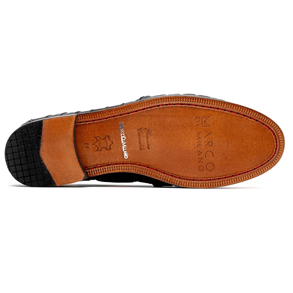 Marco Di Milano Apricena in Navy Caiman Crocodile Derby Dress Shoes