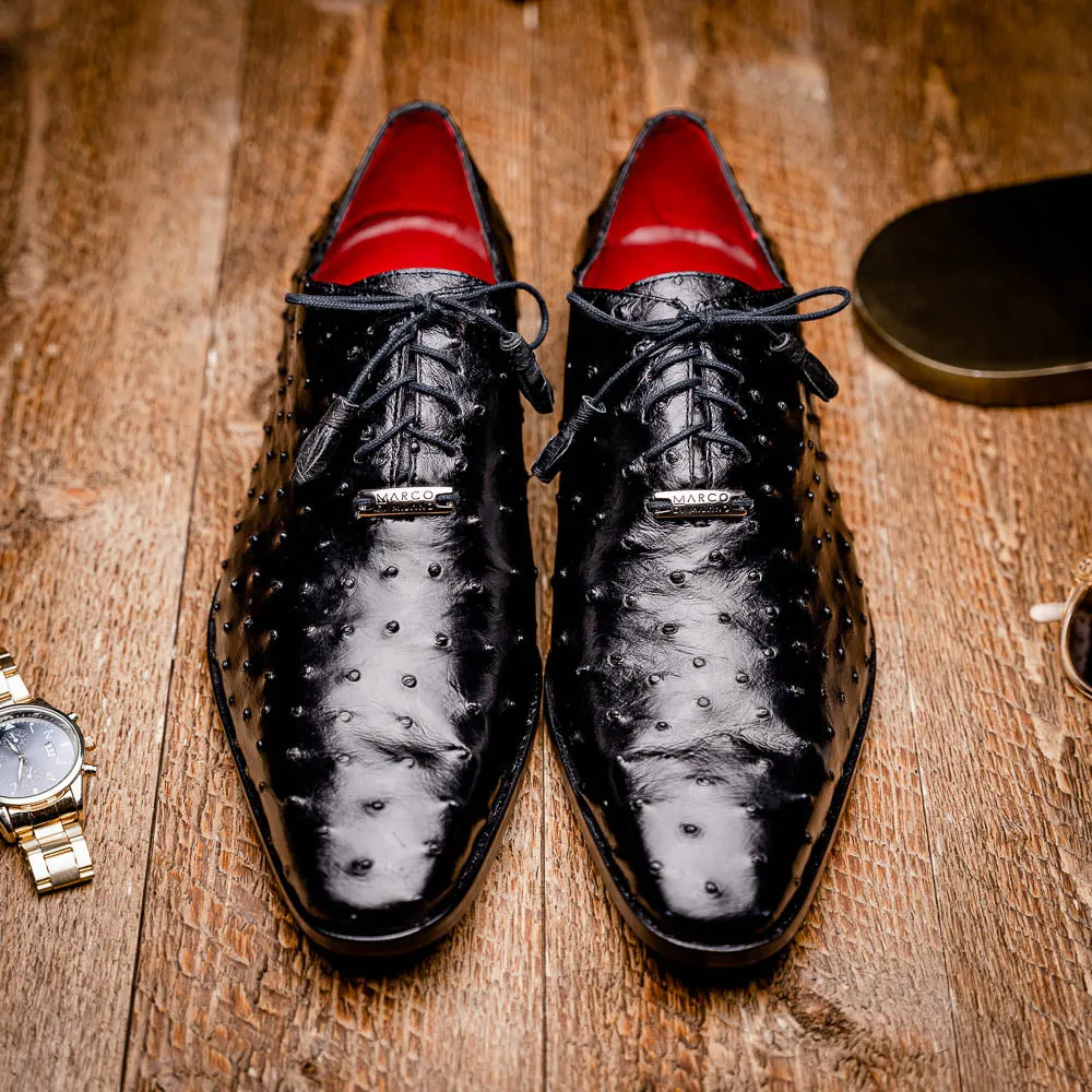 Marco Di Milano Criss in Black Ostrich Oxford Dress Shoes