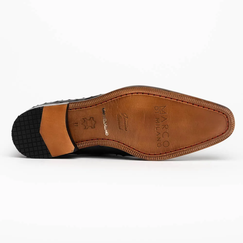 Marco Di Milano Criss in Black Ostrich Oxford Dress Shoes