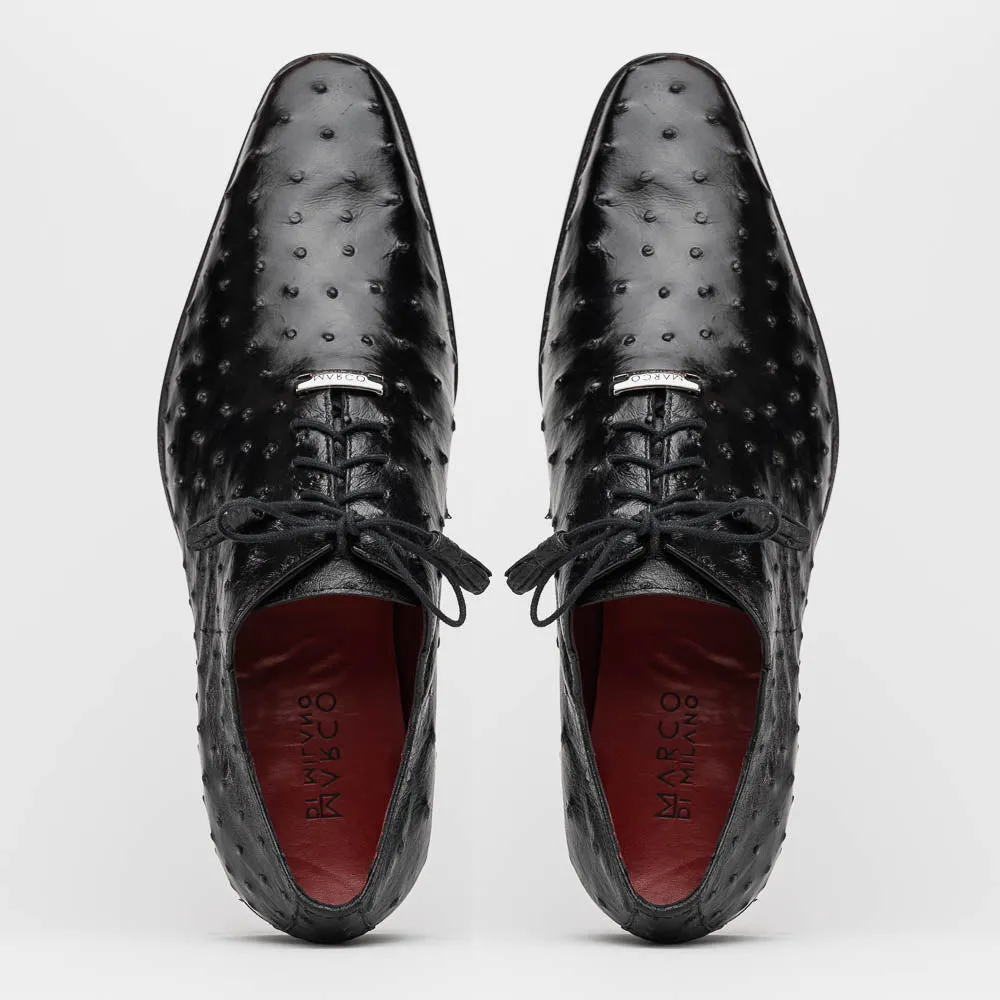 Marco Di Milano Criss in Black Ostrich Oxford Dress Shoes