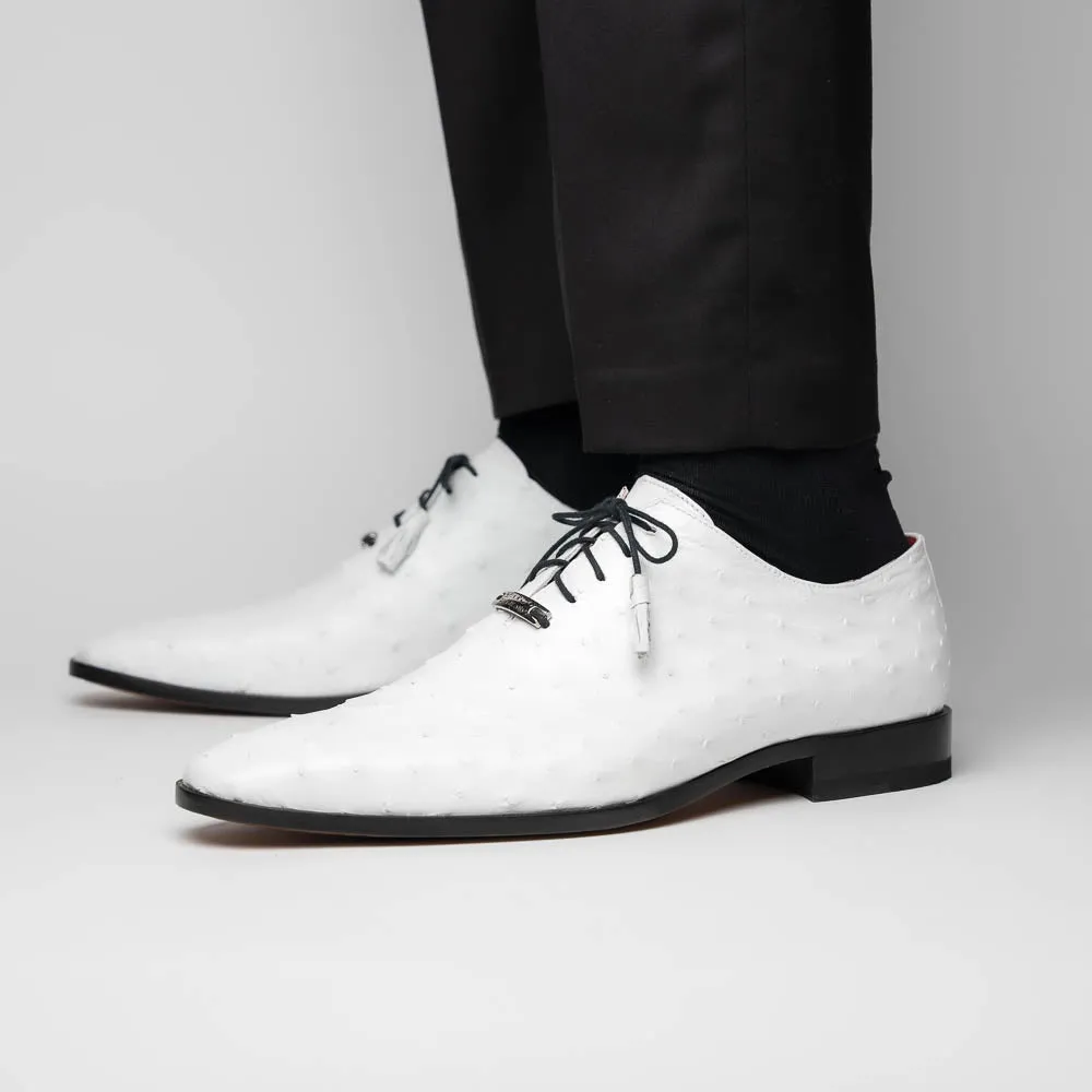 Marco Di Milano Criss in White Ostrich Oxford Dress Shoes