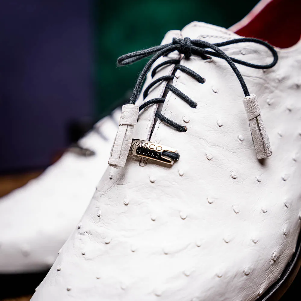 Marco Di Milano Criss in White Ostrich Oxford Dress Shoes