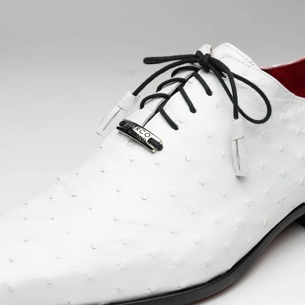 Marco Di Milano Criss in White Ostrich Oxford Dress Shoes