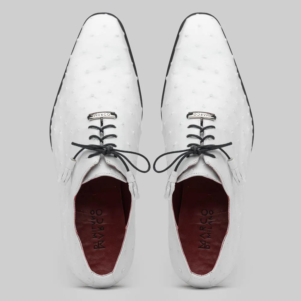 Marco Di Milano Criss in White Ostrich Oxford Dress Shoes