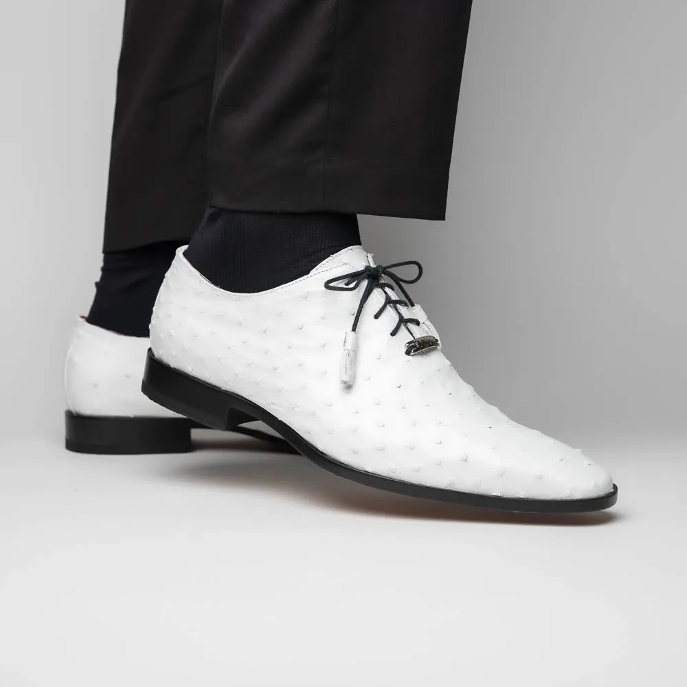 Marco Di Milano Criss in White Ostrich Oxford Dress Shoes