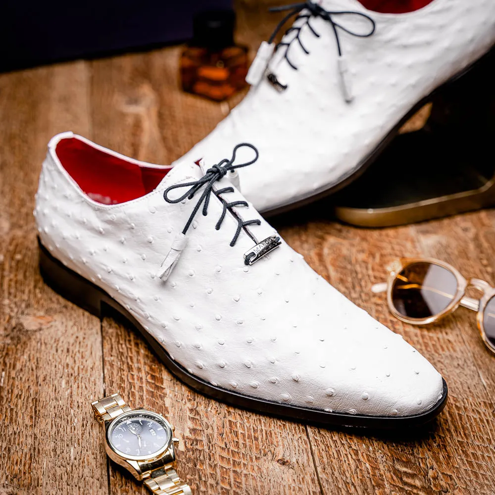 Marco Di Milano Criss in White Ostrich Oxford Dress Shoes