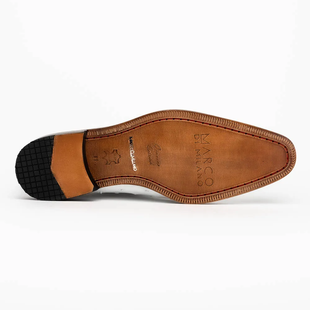 Marco Di Milano Criss in White Ostrich Oxford Dress Shoes