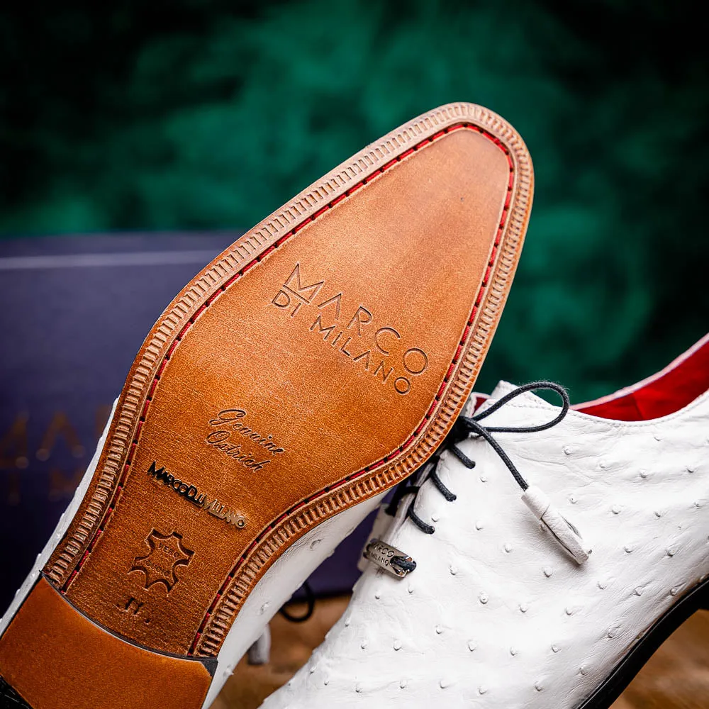 Marco Di Milano Criss in White Ostrich Oxford Dress Shoes