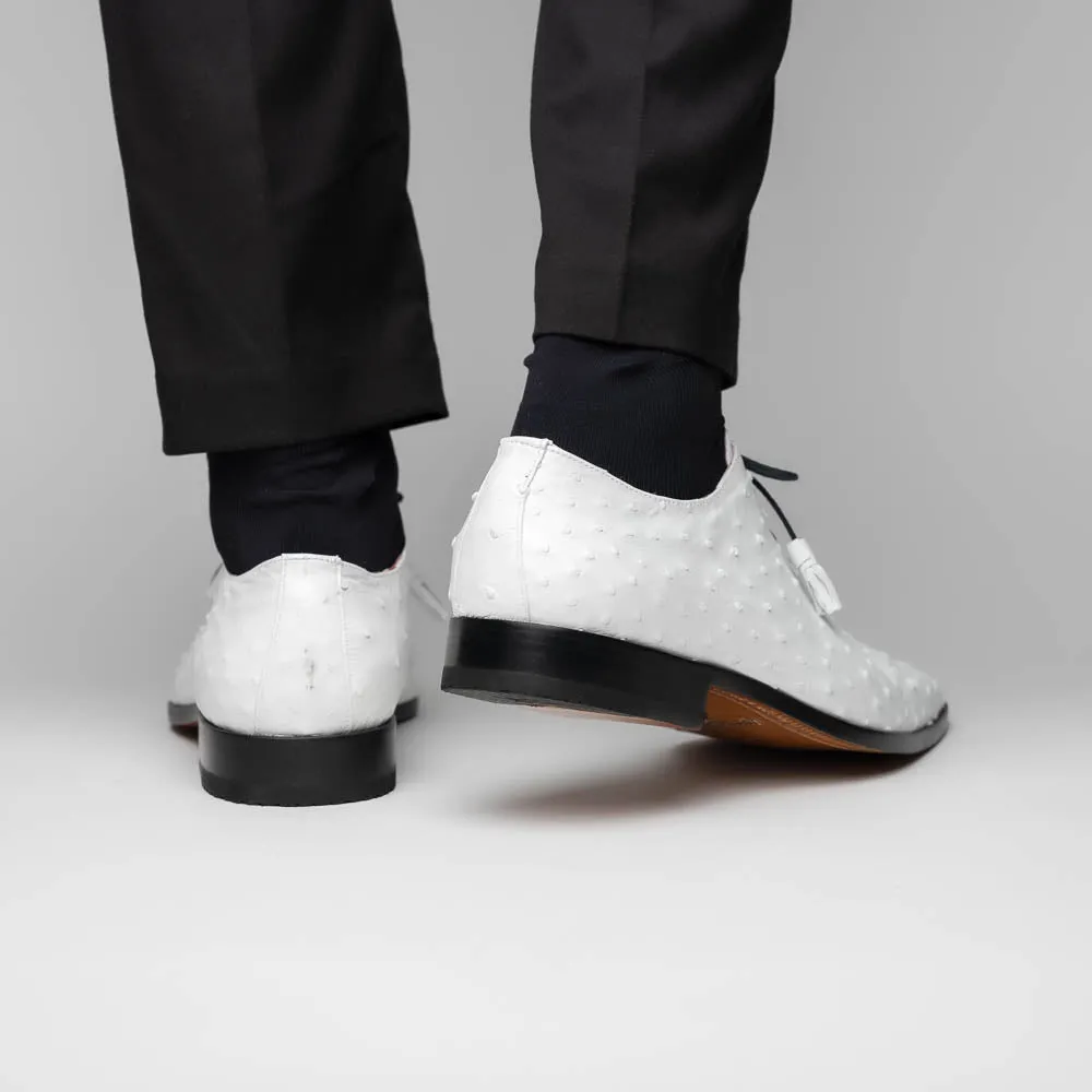 Marco Di Milano Criss in White Ostrich Oxford Dress Shoes